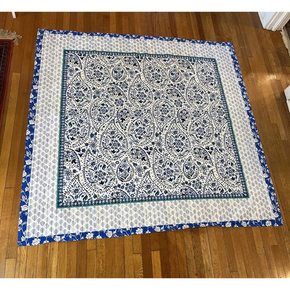 Opalhouse Bandana Blue Floral 100% Cotton Washable Shower Curtain Boho Hippie